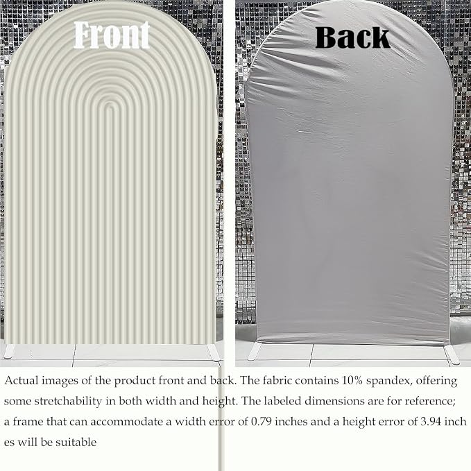 2D Printed Ripples Party Arch Covers Arched Backdrop Cover Stretchy Cover for Party Decoration Round Top Frame Spandex Cover (Ivory Cover455,5x3ft)