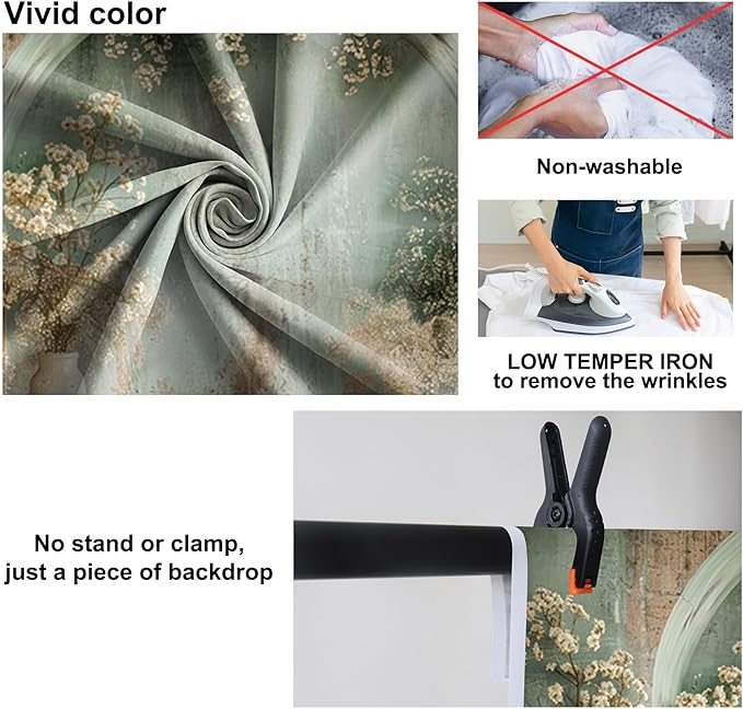Baocicco 8x6.5ft Vintage Flower Wall Backdrops for Photography Mint Green Ancient Background Cloth Victoria Floral Bridal Shower Honeymoon Travel Vocation Props Wedding Engagement Party Banner Props