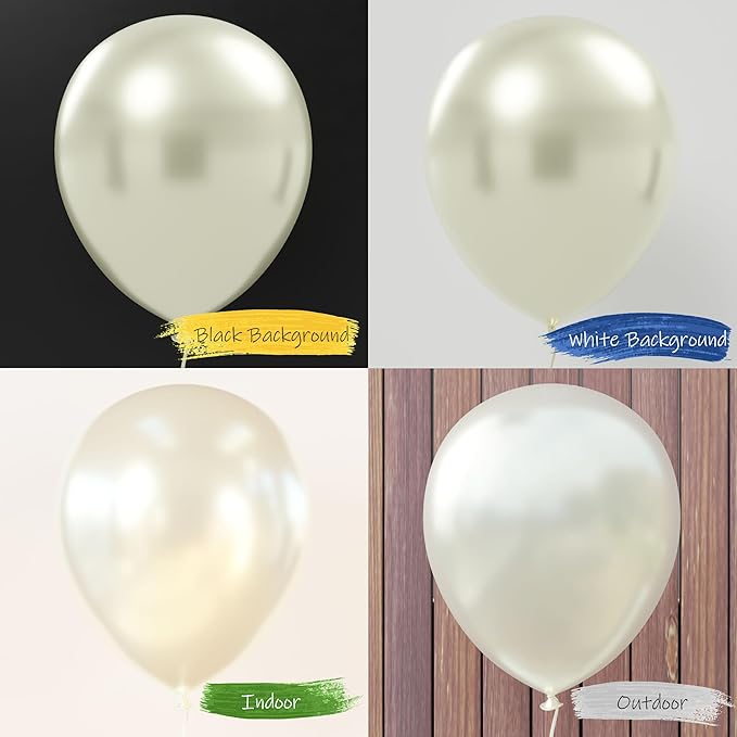 AFTERLOON® Biodegradable Balloons Pearlized White 12 Inch Pearl Color 100 Pack, Pearlescent Thickened Extra Strong Latex Helium Float, for Baby Shower Gender Reveal Wedding Birthday Party Decorations