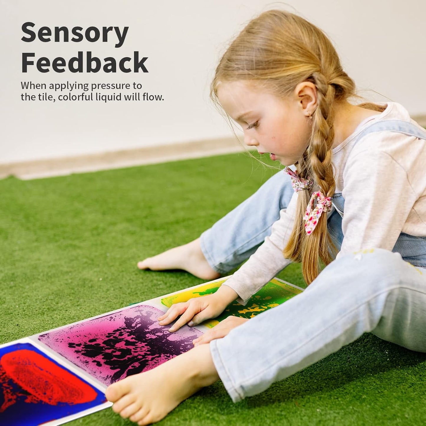 Art3d Liquid Sensory Floor Decorative Tiles, 11.8"x11.8" Square, 4 Tiles