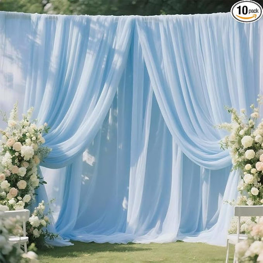 Baby Blue Chiffon Fabric 10 Yard Sheer Draping for Wedding Voile Tulle Material Arbor Backdrop Canopy Birthday Party Gender Reveal Bridal Baby Shower Sewing & DIY Decorations