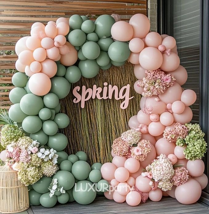 Dusty Green Balloon Garland Double Stuffed Sage Green Balloons Different Size Retro Balloon Arch Kit for Birthday Wedding Baby Shower Bridal Shower Engagement Party Decor