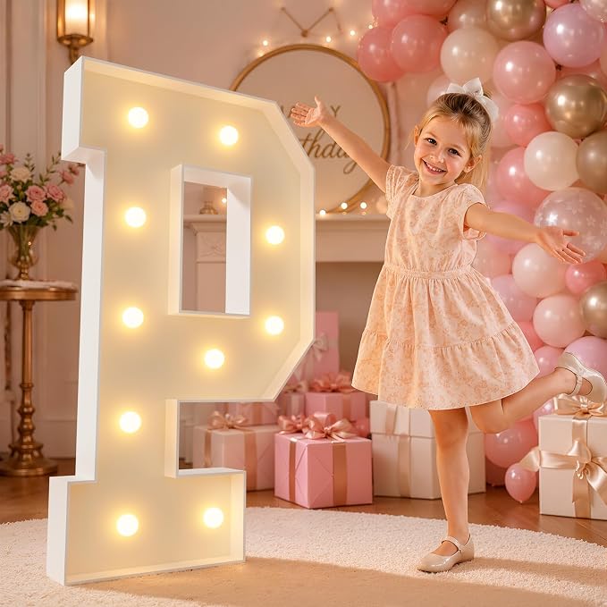 imprsv 4FT Marquee Light Up Letters for Birthday Party Decorations Large Marquee Letters for Wedding Event Bridal Shower Engagement Anniversarty Party Decor,Letter P