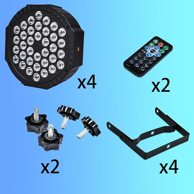 Stage Lights DJ Lights 36LED Par Lights - 4 Pack RGB Party Lights Uplights with Sound Activated Remote Control Stage Lighting for Disco Wedding Club Ba Christmas Party Lighting Outdoor