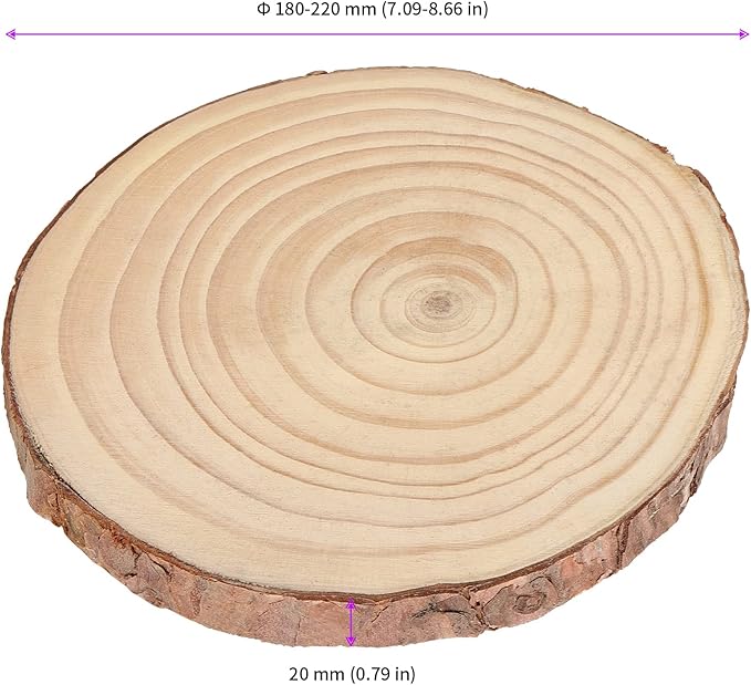 JEUIHAU 6 PCS 7-8 Inches Natural Unfinished Wood Slices, Round Wooden Tree Bark Discs, Wooden Circles for DIY Crafts, Christmas, Rustic Wedding Ornaments