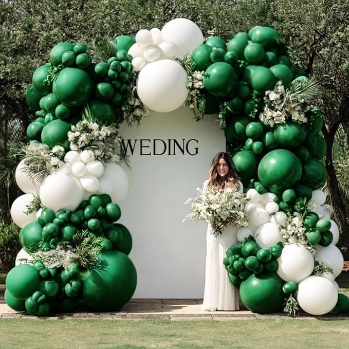 Dark Emerald Green Balloons Different Sizes Latex Double Stuffed Forest Hunter Green Balloon Arch Garland Kit for Birthday Baby Shower Graduation Wedding Bridal Shower Safari Graduation Party Decor