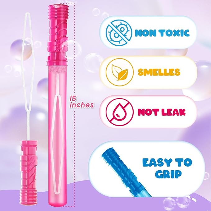 AuroTops 48PCS 15'' Big Bubble Wands Bulk, Assorted Colors Bubble kit, Bubble Party Favor for Kids, Summer Indoor/Outdoor Activities, Easter, Goodie Bags, Birthday, Carnival Prizes, Wedding