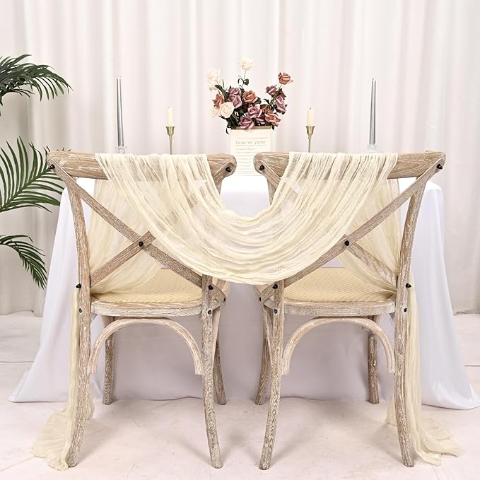 25 Pack Ivory Cheesecloth Table Runner 17 x 108 Inch Fall Thanksgiving Boho Rustic Farmhouse Gauze Cheese Cloth Runner for Wedding Party Baby Shower Home Decor Holiday Decorations