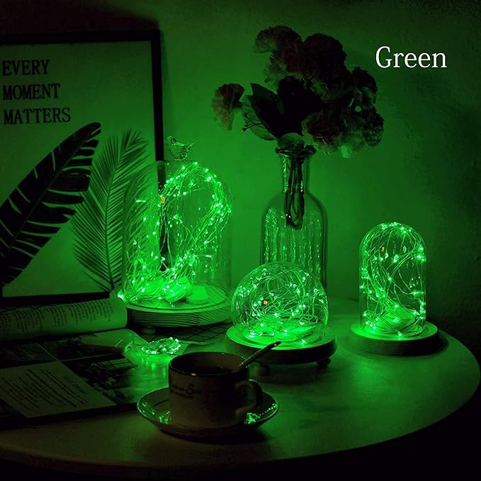ANGMLN 10 Pack Green Fairy Lights 9.8' 30 LED Mini String Lights for Crafts, Christmas, Wedding, St Patrick's Day, Party, Costume Decoration
