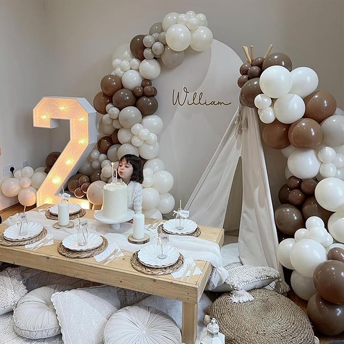 Brown Balloons, 18/12/10/5 In Retro Dark Brown Balloon Garland Arch Kit Different Sizes, Chocolate Coffee Caramel Mocha Helium Latex Balloons for Teddy Bear Birthday Boho Baby Shower Party Decorations