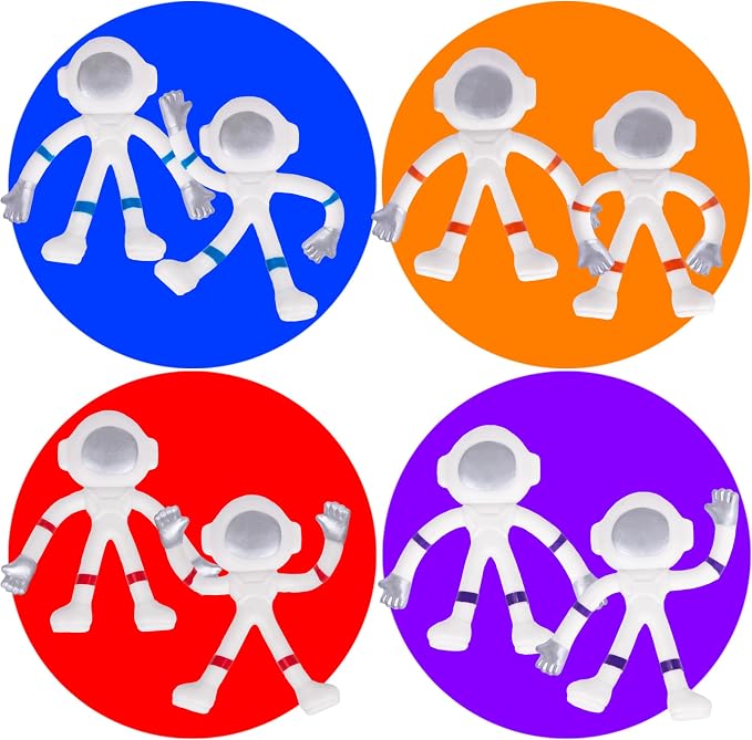 ArtCreativity 48 Piece Mini Bendable Astronaut Figurines, Astronaut Toys in 4 Assorted Colors, Space Party Favors, and Stress Relief Fidget Toy, Space Themed Party Favors for Kids