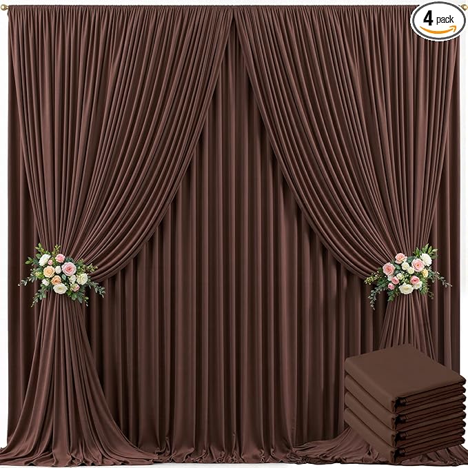 20ft x 10ft Brown Backdrop Curtain for Parties Wedding Brown Wrinkle Free Backdrop Drapes Panels for Baby Shower Gender Reveal Birthday Photo Photography Polyester Fabric Background Decoration