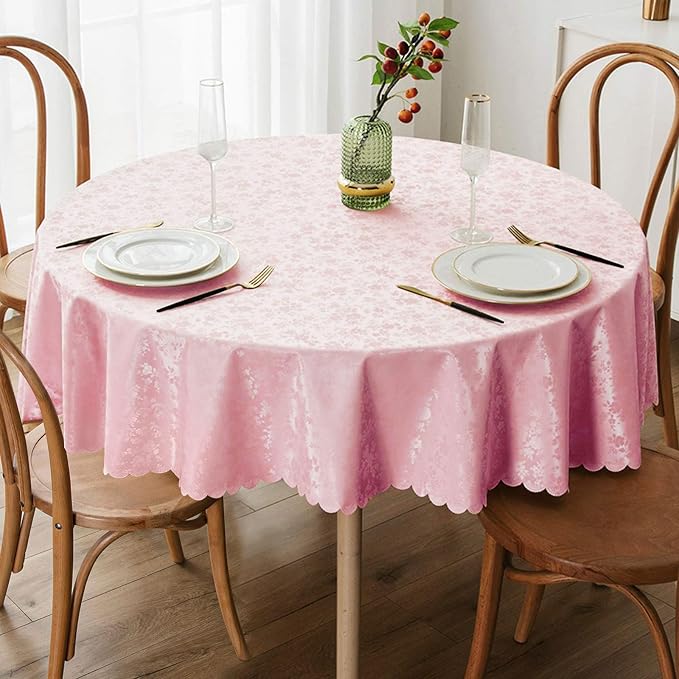 Smiry Rectangle Table Cloth, Waterproof Heavy Duty Vinyl Tablecloths, Wipeable Washable Table Cover for Kitchen and Dining Room (Pink, 60" X 60")