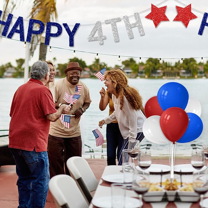 ZJDHPTY 4Set Red White and Blue Balloon Stand Patriotic Decorations | Balloon Centerpieces for 4th of July Memorial Day Labor Day Election Event Party Decor