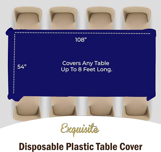 Exquisite Navy Tablecloths for Rectangle Tables 48 Pack Plastic Table Cloth Disposable 54" X 108" Navy Table Cloths Rectangle Tablecloth Plastic Tablecloths Rectangular Party Supplies