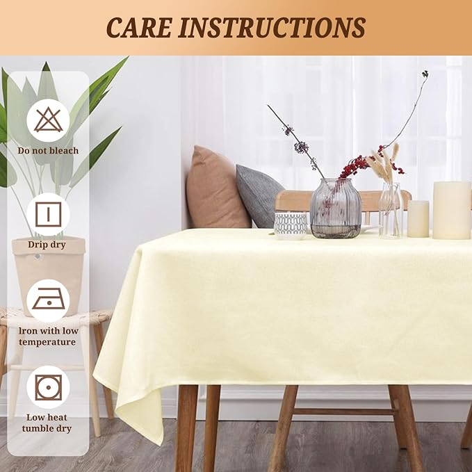 10 Pack 60 x 126 Inch Rectangle Tablecloth, Beige Tablecloth for 8 Feet Rectangle Tables, Stain and Wrinkle Resistant Washable Fabric Table Cloth for Wedding Dining Table Buffet Parties Camping