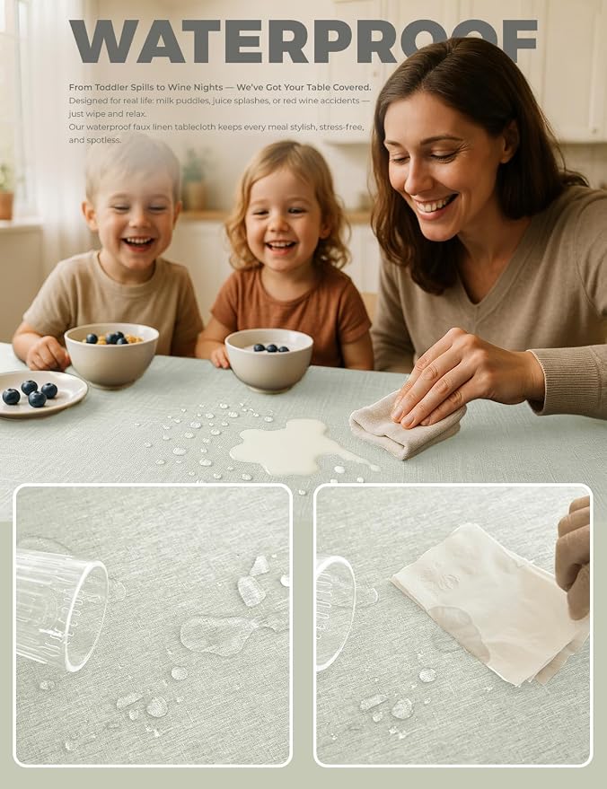 Decorelia Extra Long Rectangle Linen Farmhouse Tablecloth for 10ft Table,Dirty-repel Easy to Clean Banquet Burlap Tablecloths for Dining& Kitchen Table(Oblong, 60 x 144 Inch (12-14 Seats), Light Grey)
