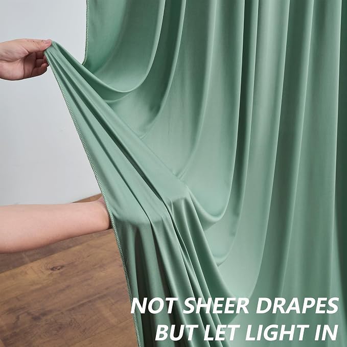 20ft×10ft Wrinkle Free Sage Green Backdrop Curtain for Parties | 4 Panels 5ft×10ft Soft Silky Polyester Green Photo Backdrop Drapes for Wedding Forest Party Baby Shower Decor Back Drop Cloth