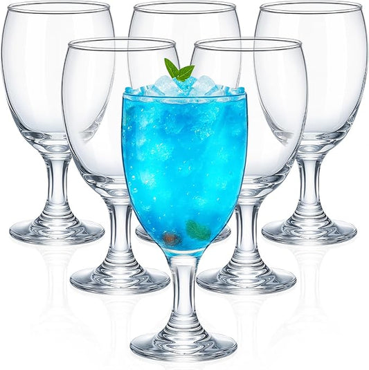 Patelai Set of 6 Water Goblet, 16 oz Clear Drinking Glasses Bulk Dishwasher Safe, Stemmed Water Glass for Juice Wine Beer Tea Sangria Cold Beverages, Reusable Glassware for Home Party Restaurant