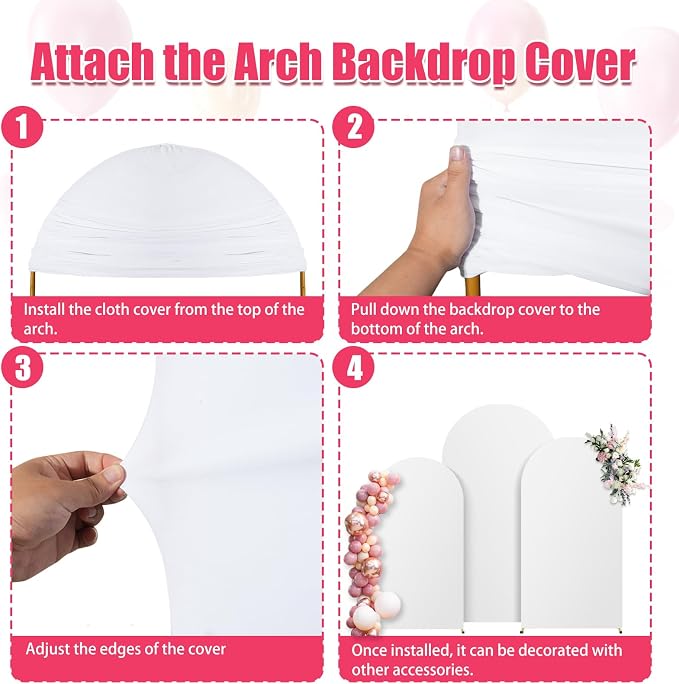 7.2FT Arch Backdrop Stand and White Cover Set,Wedding Arch Backdrop Stand,Balloon Arch Stand Metal Frame for Birthday Wedding Baby Shower Party Garland Ceremony Decor
