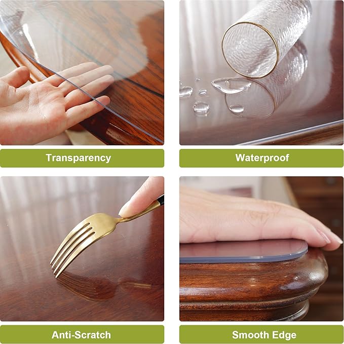 OstepDecor Clear Table Protector 40 x 60 Inch, 2mm Thick Plastic Table Cover, Waterproof PVC Clear Table Cover Protector, Desk Protector Mat, Writing Desk Pad for Desktop, Coffee & Dining Room Table