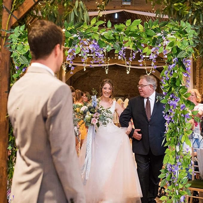 Wisteria Garland 5pack 33Ft Artificial Fake Wisteria Vine Hanging Flowers Fake Vines Plants (Purple)