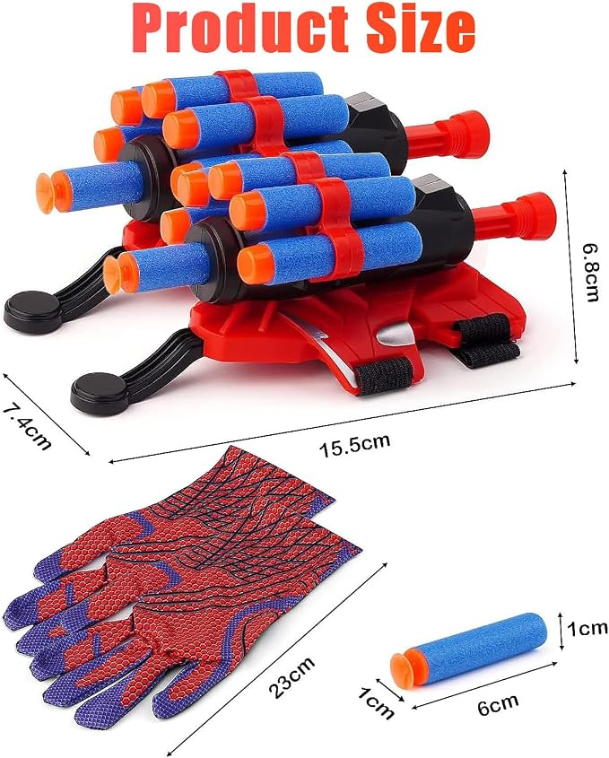 Set of 2 Spider Web Shooters Classroom Prizes for Kids Wrist Launcher Web Shooter Spider Gloves Web-Shooters fo Kids Easter Decorations Party Favors