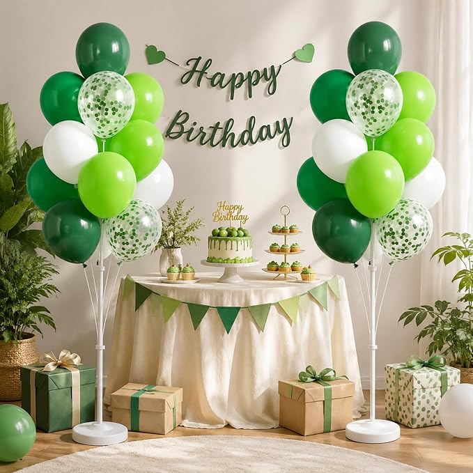 Balloon Column Stand Kit with Balloons, Base and Pole, Balloon Column Kit for Floor or Table Backdrop Decoration for Party Wedding Baby Shower Birthday Graduation (Forest Green)