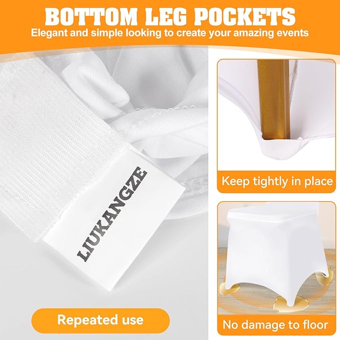 50 PCS White Polyester Spandex Chair Covers - Stretch Slipcovers for Wedding, Party, Dining, Banquet - Flat-Front Chair Covers