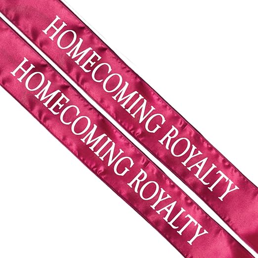 Anderson's Maroon Satin Homecoming Royalty Sash Set, Elegant 3" x 72" Sashes with White Imprint for Homecoming Night Coronation and School Events, 2‑Piece Set