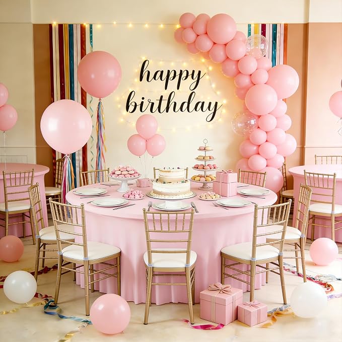 10 Pack Pink Round Spandex Tablecloths for 60 inch Tables, 120 Inch Stretchy Fitted 5FT Tablecloths, Wrinkle Free Table Covers Washable Polyester Table Cloths for Wedding Party Birthday Banquet