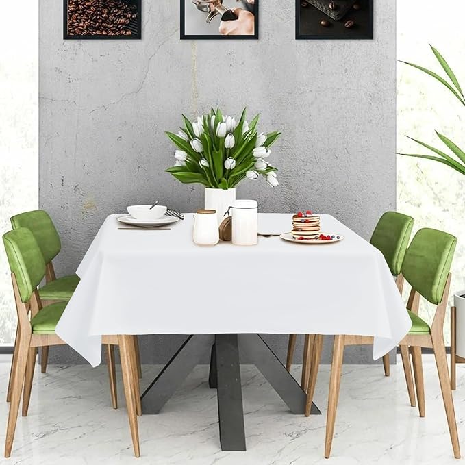 12 Pack White Tablecloths, 52 x 52 Inch Stain and Wrinkle Resistant Washable Polyester Tablecloth for Square Tables, White Tablecloth for Wedding Party Buffet