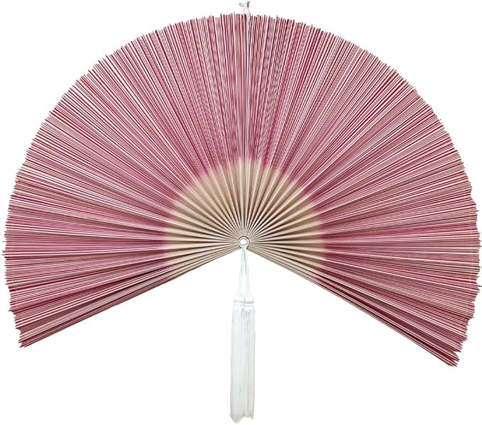 Fan Wall Decor,Japanese Chinese Walls Fan Décor, Boho Hanging Headboard,Decorative Folding Fans for Over Bed Decorations (Redpink 48inch)