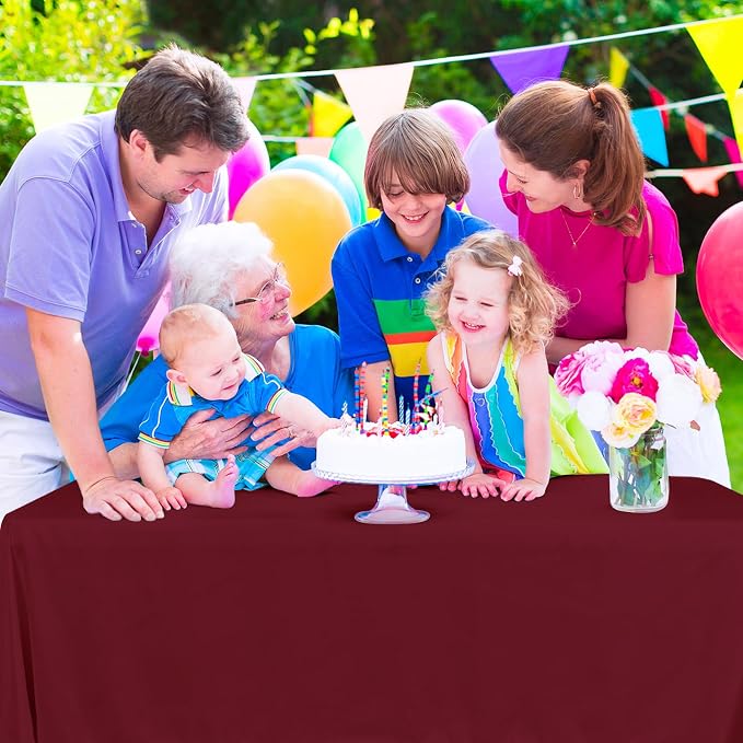 YMHPRIDE 6 Pack Burgundy Polyester Tablecloths, 60 x 102 inch, Rectangular, Wrinkle Resistant, Machine Washable, Perfect for 6FT Tables, Parties, Weddings, Banquets