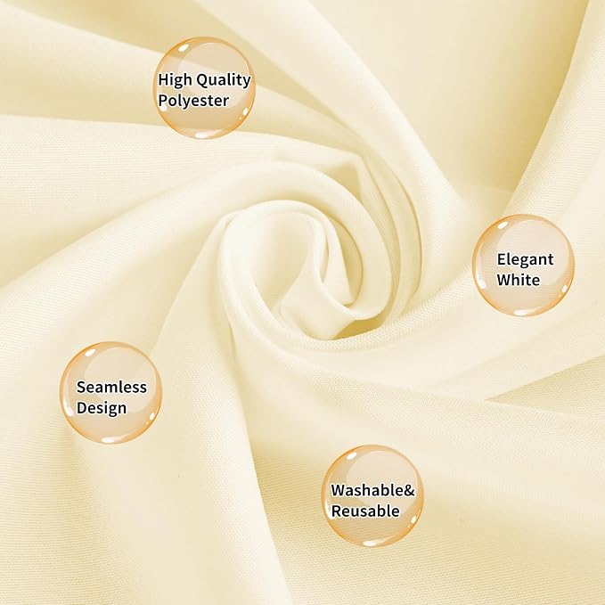 10 Pack Beige Tablecloth 90 Inch Round Tablecloth Cream Round Tablecloth Washable Polyester Fabric Bulk Linen Tablecloths Round Table Cover Table Cloths for Parties Wedding Banquet Buffet Dinning