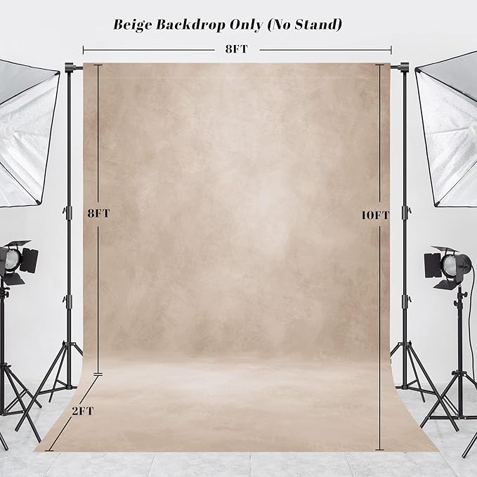 Abstract Professional Photography Backdrop for Portrait Photo Props Booth Background Photoshoot Studio with Polyester Fabric Roller Pocket on Top (8x10ft, Beige,No Stand)