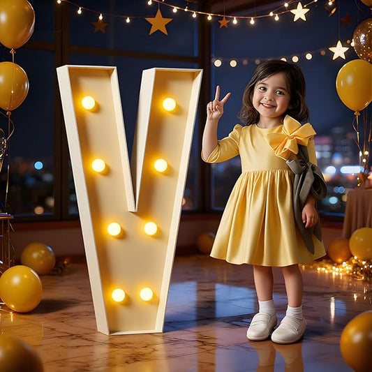 Marquee Letters 3 Feet Tall Large Light Up Letters V Happy Birthday Decorations Marry Me Engagement Party Decor Yellow Light Birthday Decorations Balloon Arch Kit Foam Sign V