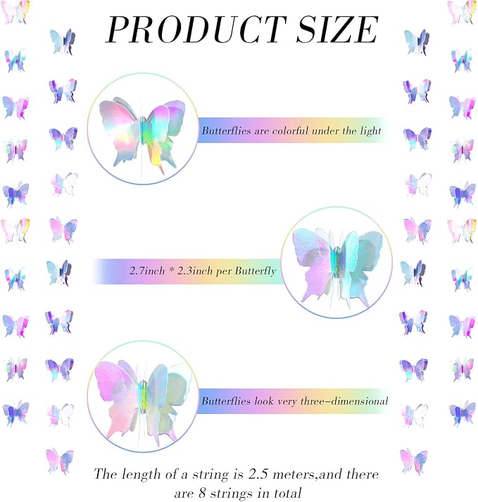 Zonon 20 Pieces 3D Butterfly Hanging Garlands Decoration Butterfly Paper Party Streamers Backdrop for Wedding Birthday Fairly Baby Shower Holiday Party Decorations (2.8 x 2.4 Inches)