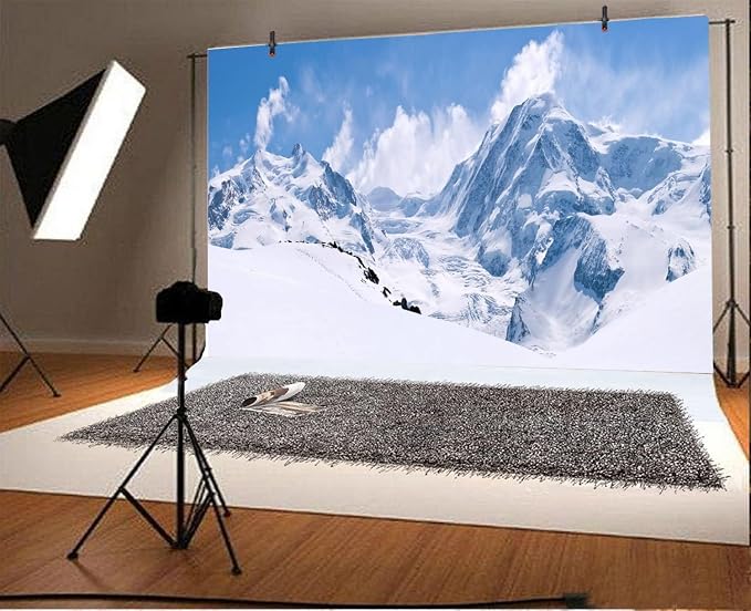 Yeele 15x10ft Snow Mountain Photography Backdrop Winter Nature Scenery Alps Mountain Top Photo Background Portrait Shooting Studio Props