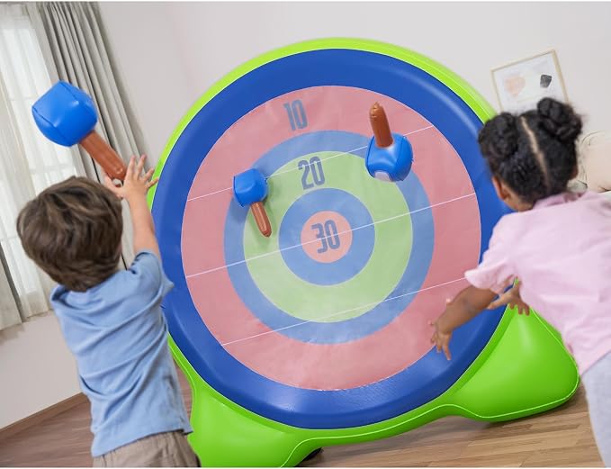 H2OGO! Inflatable Yard Game - Backyard Bullseye - 2-in-1: Giant Ax Throwing Dart Board & Soccer Target, 62x42 Sports Center, Outdoor Play Toy, Kid 3+