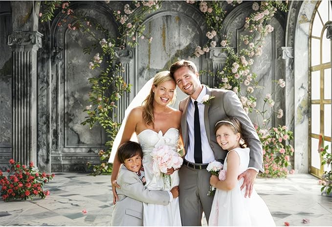 Baocicco 20x10ft Place Flower Wall Photography Background Victoria Arch European Castle Wall Pink Red Rose Backdrop for Women Girls Themed Party Decorations Wedding Baby Shower Cake Table Photoshoot