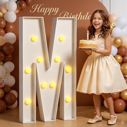 Marquee Letters 4 Feet Tall 4FT Large Light Up Letters M for Birthday Wedding Engagement Party Decorations Will You Marry Me Sign Yard Pre-Cut Foam Board