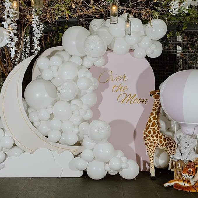 Jobkoo White Balloons 113Pcs Arch Garland Kit 5/10/12/18Inch Matte White Helium Party Balloons Latex for Birthday Engagement Decorations