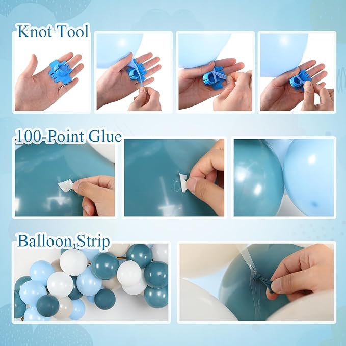 Meooeck 185 Pcs Bear Baby Shower Party Decorations Table Centerpieces 5 Pcs 13. 5'' Gender Reveal Bears 180 Balloons Kit Baby Shower Table Decor for Birthday Wedding(Blue,White)