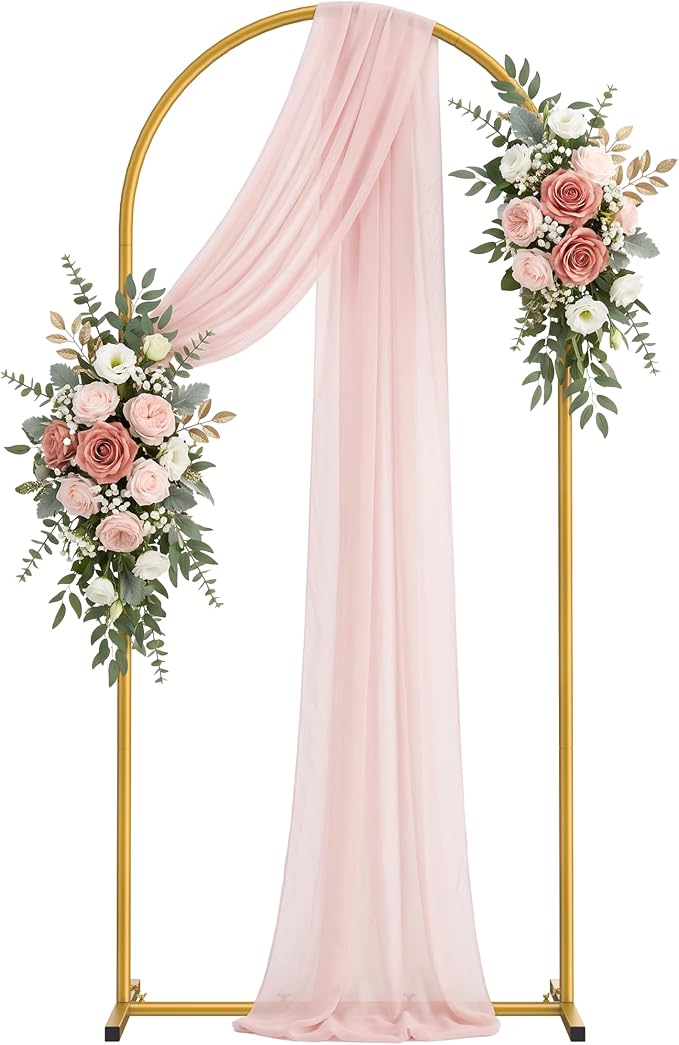 6FT Arch Backdrop Stand, Metal Gold Wedding Arch Frame, Balloon Arch Stand for Wedding, Birthday, Ceremony, Baby Shower, Party Decor