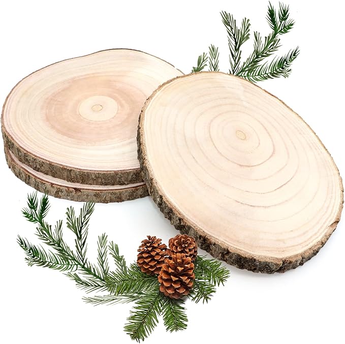 ZYNERY 3 Pcs Wood Slices for Centerpieces 13-15 Inches, Unfinished Wood Rounds Rustic Decor, Natural Large Wooden Circles Centerpieces for Tables, DIY Wedding Decoration Wood Pieces for Painting