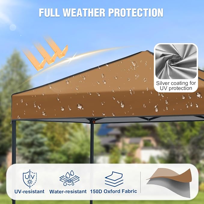6x4 Pop Up Canopy Tent, Instant Portable Beach Canopy, Outdoor Tent with Carry Bag for Camping, Sports, Tailgating, Events, Khaki