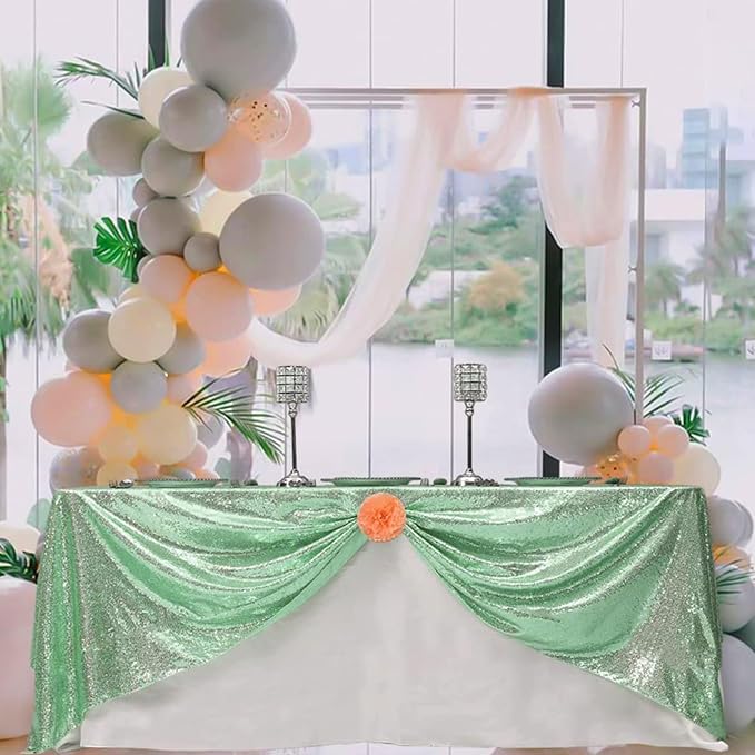 Eternal Beauty Mint Green Tablecloth, 90x156 Inch Square Rectangle Table Cover for Cake Dessert Exhibition Party Birthday Events