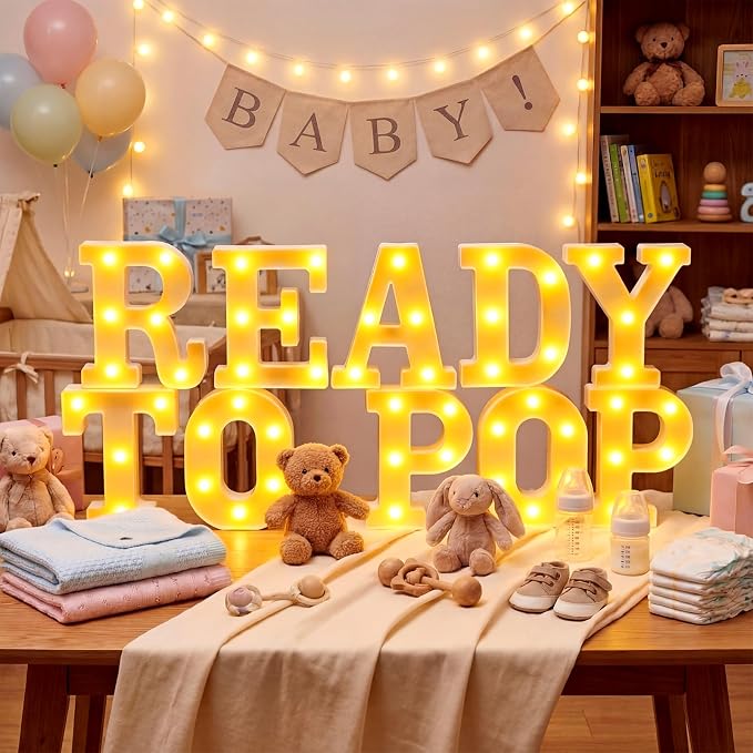 10 Pcs Ready to Pop Baby Shower Decorations Lights up Sign Red Coquette Soda Theme LED Lights Sign for Baby Shower Gender Reveal Birthday Party Decor