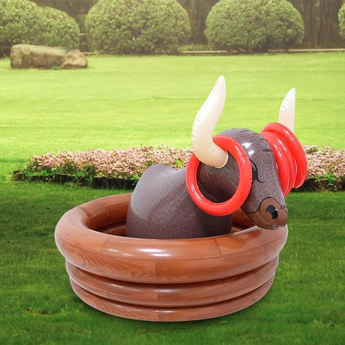 Inflatable Water Bull Cooler Beverage Serving Container Party Supplies Rings Toss Toy Ice Holder Ice Bucket for Outdoor Beach